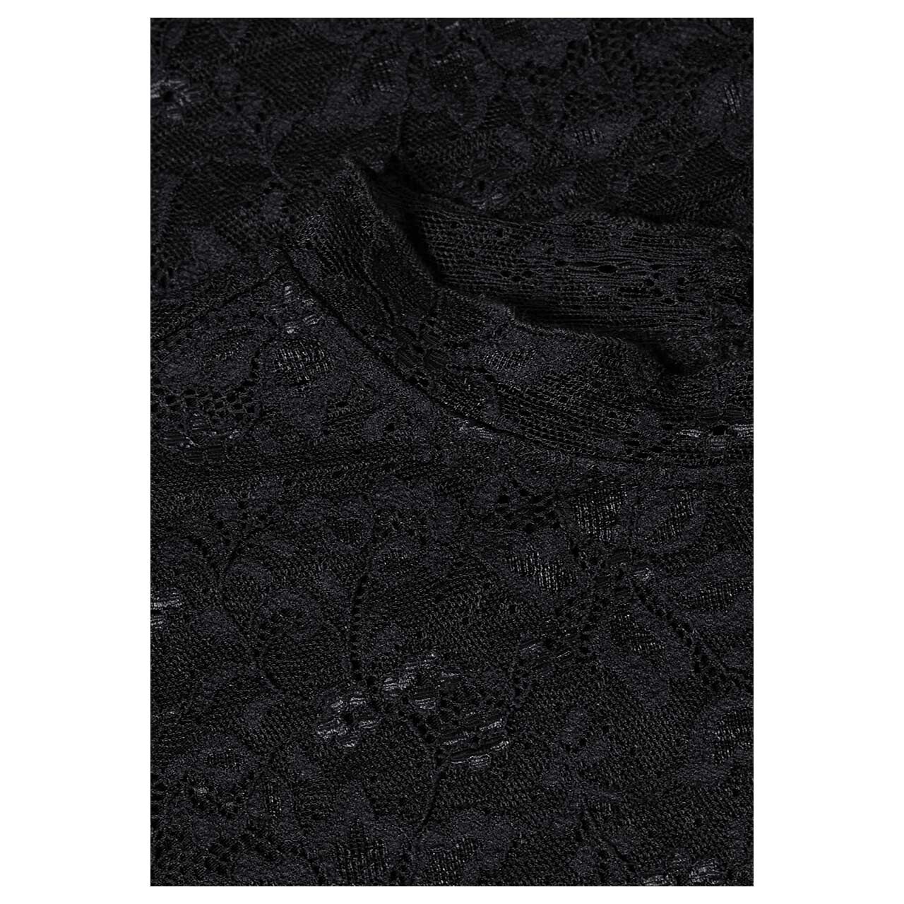 Damen Langarm Shirt Lace Turtle Neck von Street One in Schwarz, Nahaufnahme Stoff
