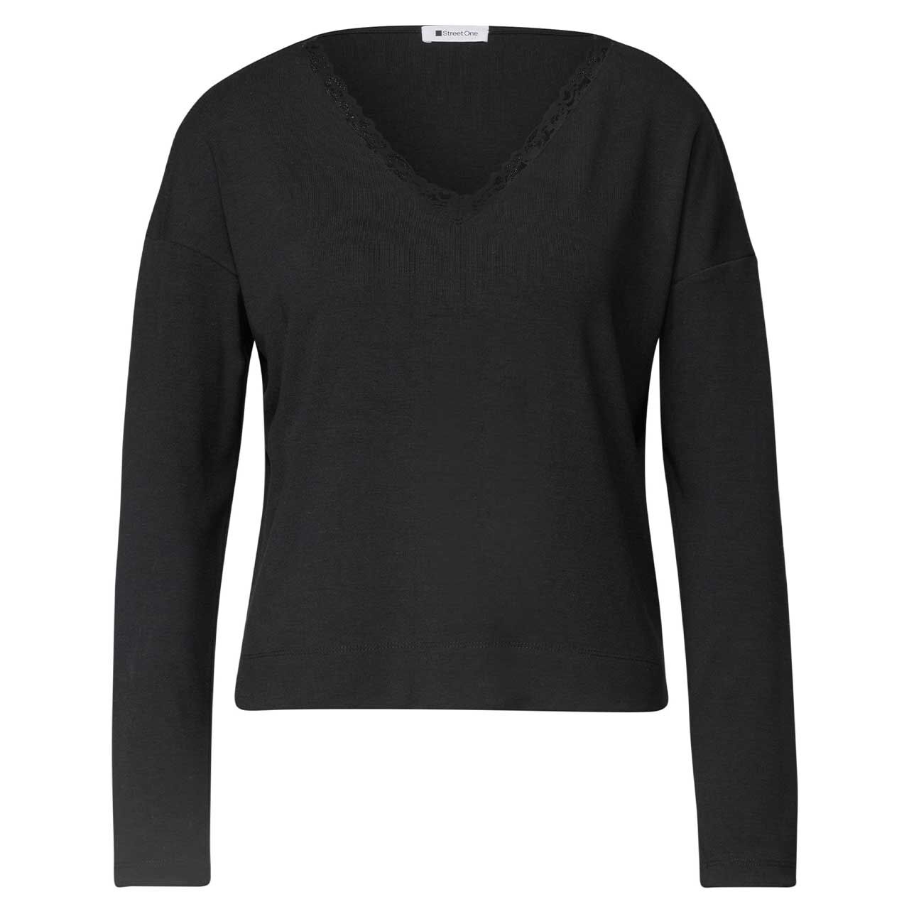 Street One Damen Langarm Shirt Soft Lace Collar black
