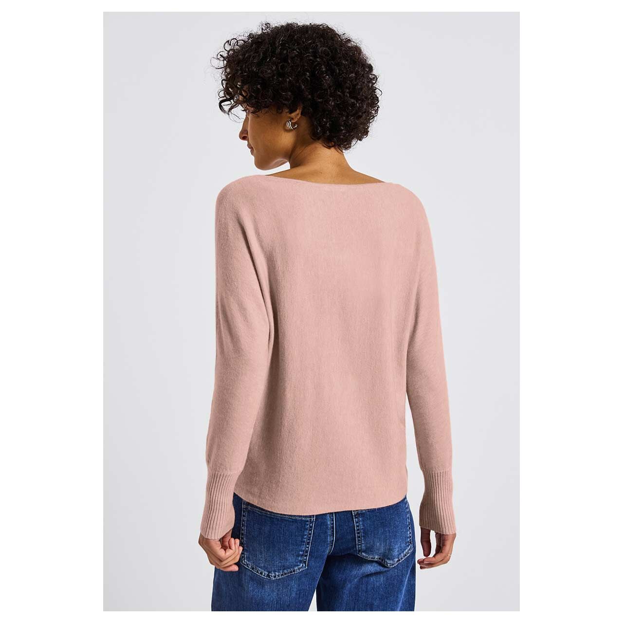 Damen Pullover U-Boat Dolman von Street One in Altrosa meliert, Rückansicht am Model