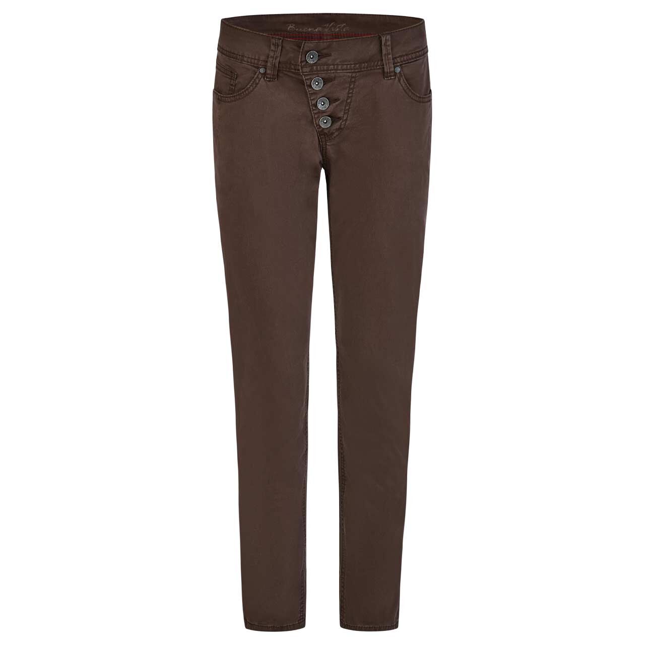 Damen Ankle Baumwollhose Malibu Cropped Stretch Twill von Buena Vista in Braun, Vorderansicht