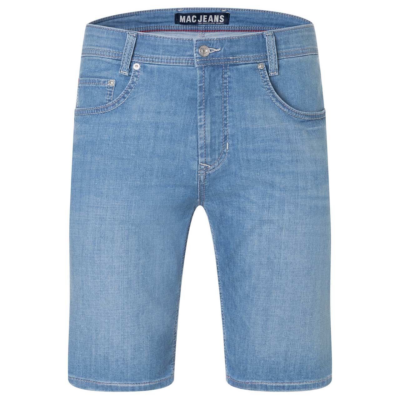 Stretch Herrenjeans Arne Bermuda von MAC in Hellblau angewaschen, weitere Vorderansicht