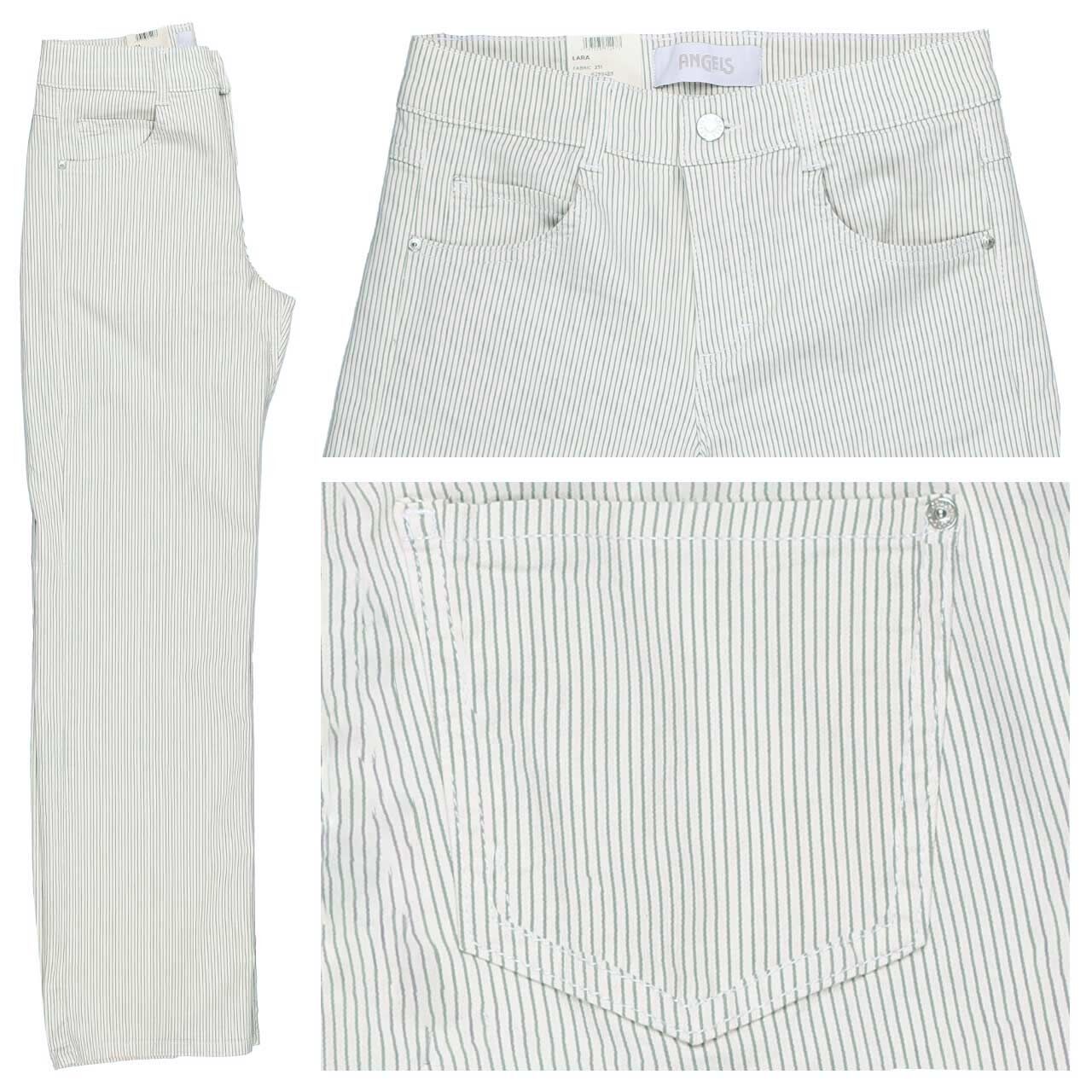 Damenjeans Lara von Angels in Grün gestreift mit der Farbnummer 535, Vorderansicht