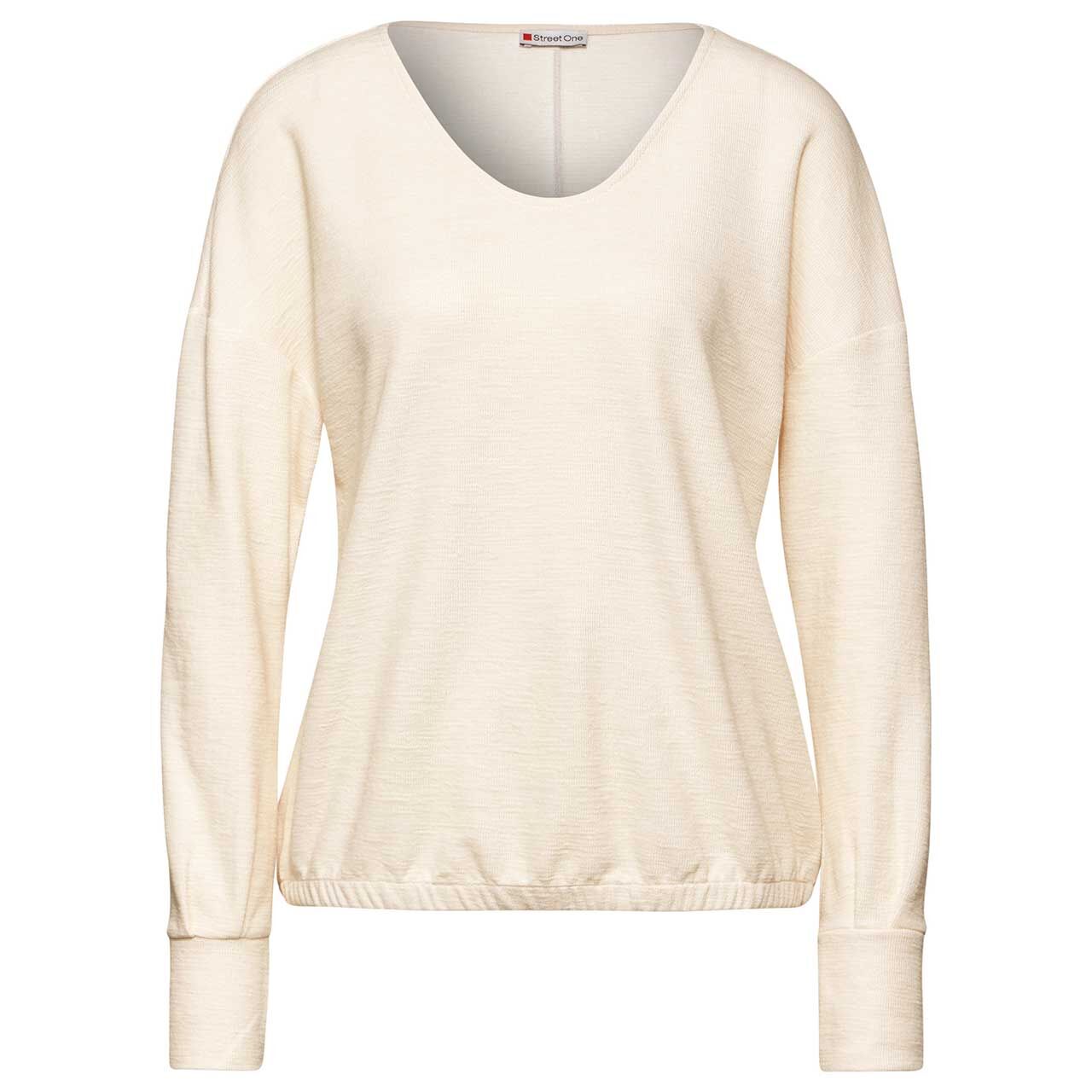 Street One Damen Pullover Fine Structure V-neck lucid white