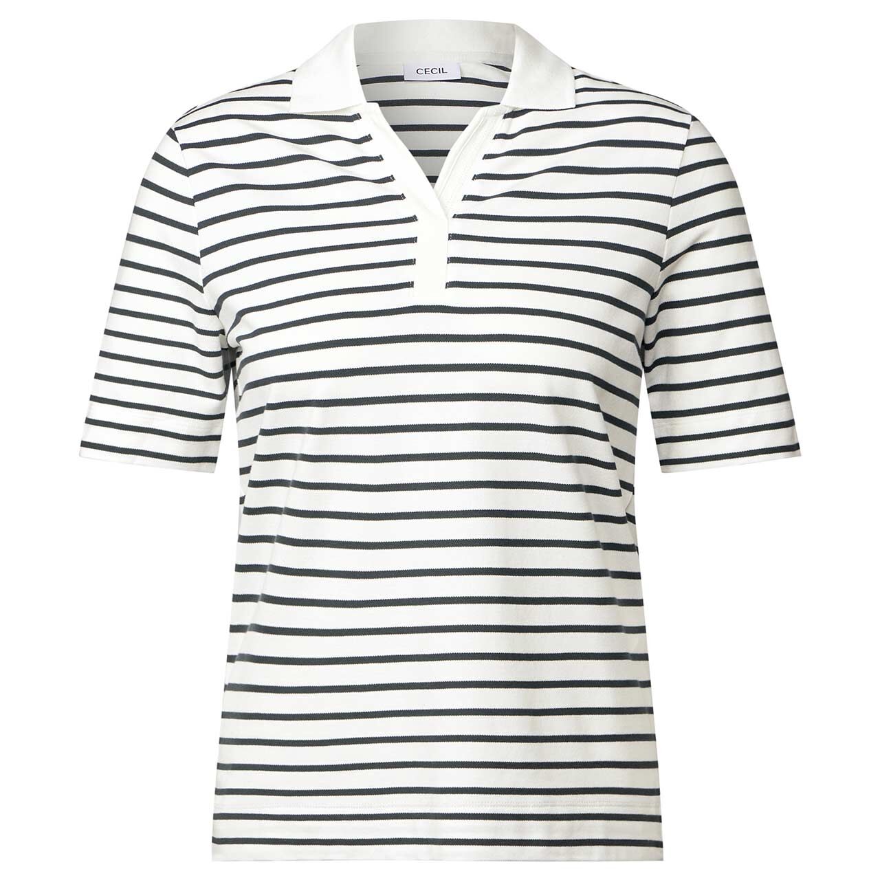 Cecil Damen T-Shirt Piquée Polo vanilla white stripes