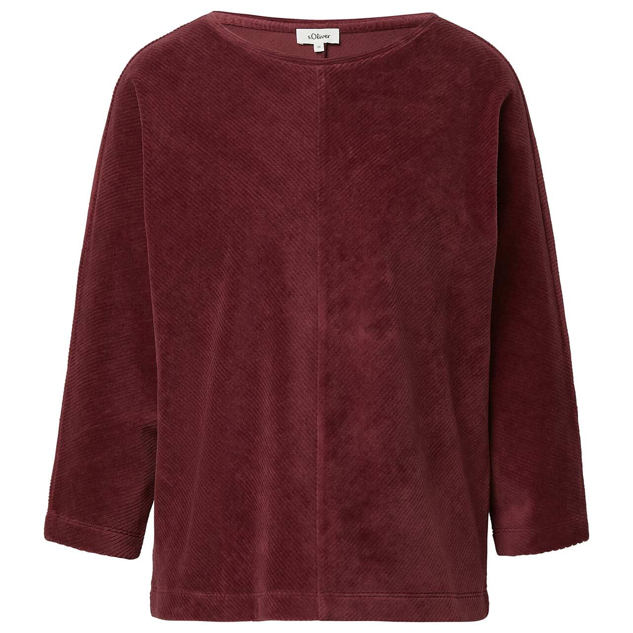 s.Oliver Damen 3/4 Arm Cord Sweatshirt dark merlot