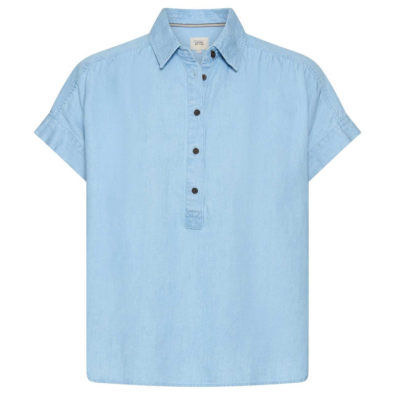 Camel active Damen Kurzarm Bluse bleached blue