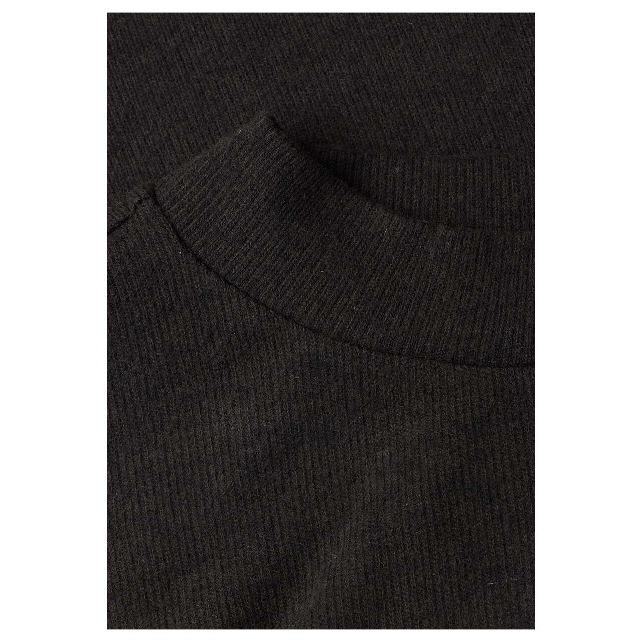 Street One Damen Langarm Shirt Soft Lace Bottom black coffee melange