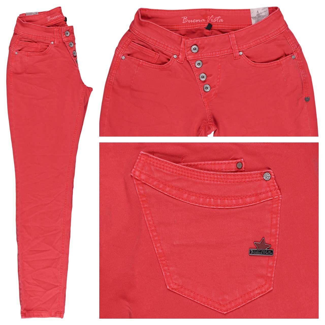 Buena Vista Malibu Cropped Stretch Twill Ankle Baumwollhose fearless red