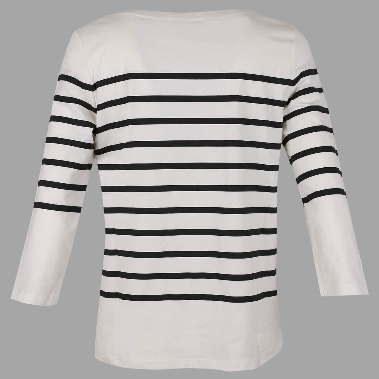 Street One Printed Stripe 3/4 Arm Shirt für Damen in Weiß gestreift, FarbNr.: 20108