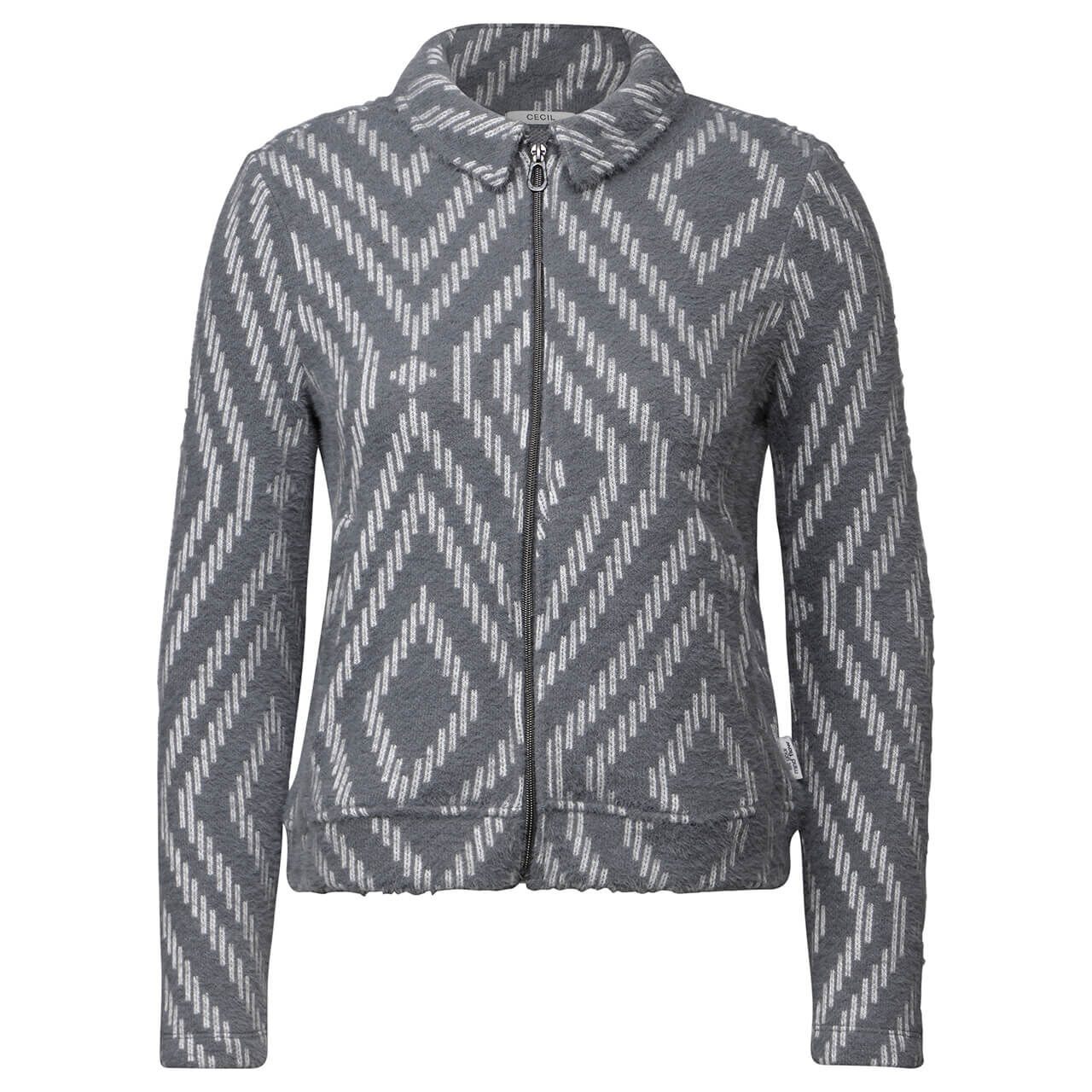 Cecil Damen Shirtjacke Featheryarn Jacquard Jacket platinum grey melange