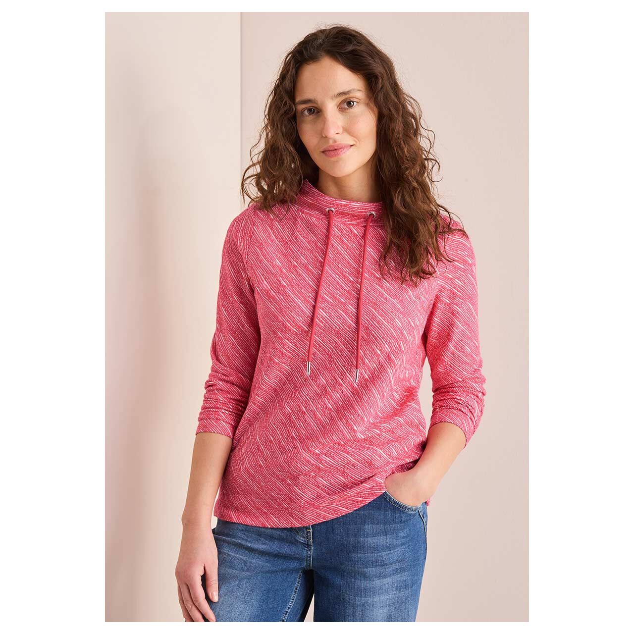 Cecil Damen Langarm Shirt Diagonal Structure Funnel Neck granita red