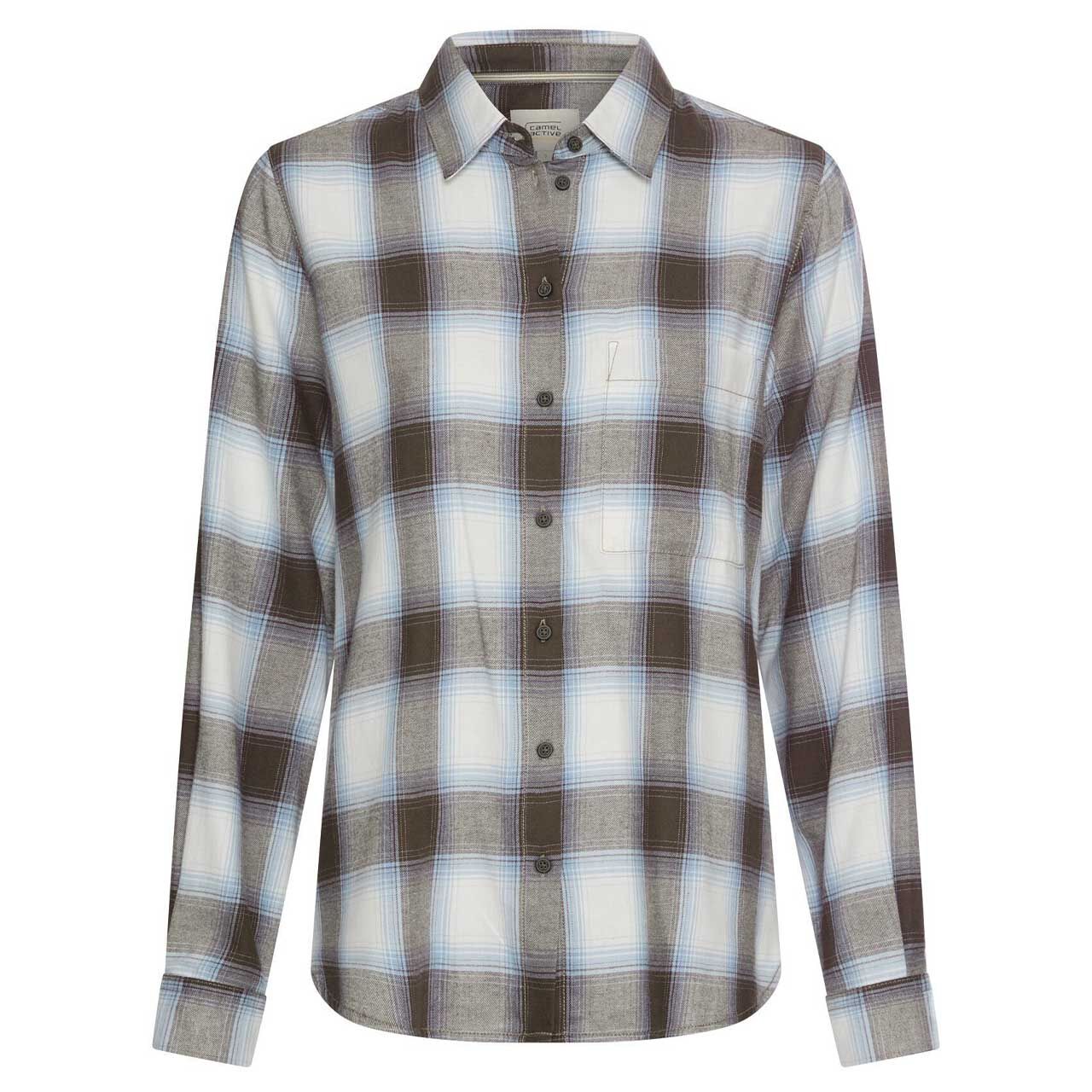 Camel active Damen Langarm Bluse brown check