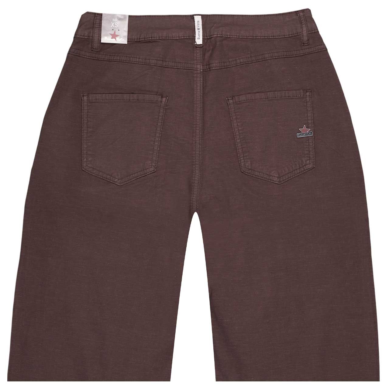 Stretch Damen Baumwollhose Ballon 7/8 Stretch Twill von Buena Vista in Dunkelbraun, detaillierte Rückansicht