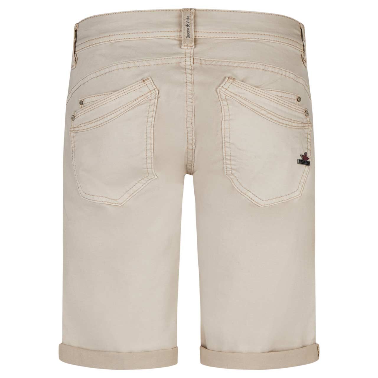 Damen Baumwollhose Malibu-Short Stretch Twill von Buena Vista in Hellbeige, Rückansicht