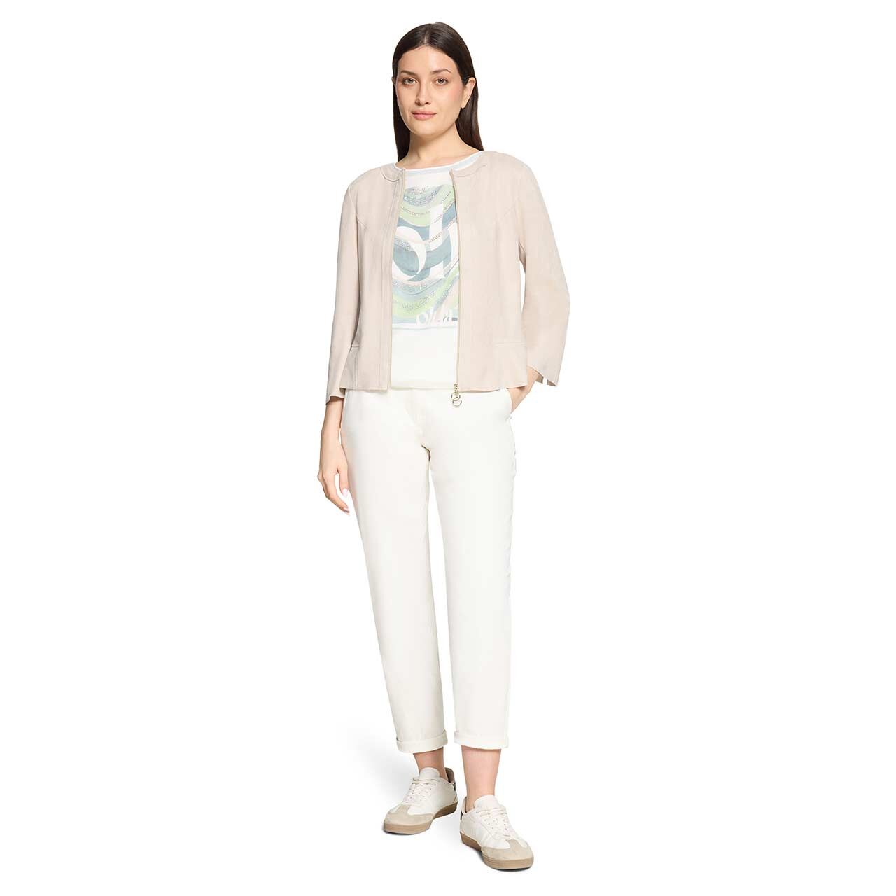 Damen 3/4 Arm Velours Jacke von Betty Barclay in Hellbeige, Ganzkörperansicht