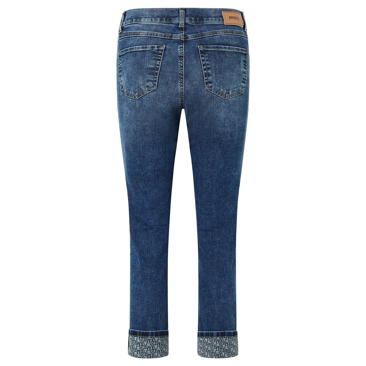 Damen 7/8 Jeans Cici Crop Font von Angels in Blau angewaschen mit Destroyed-Effekten, Rückansicht