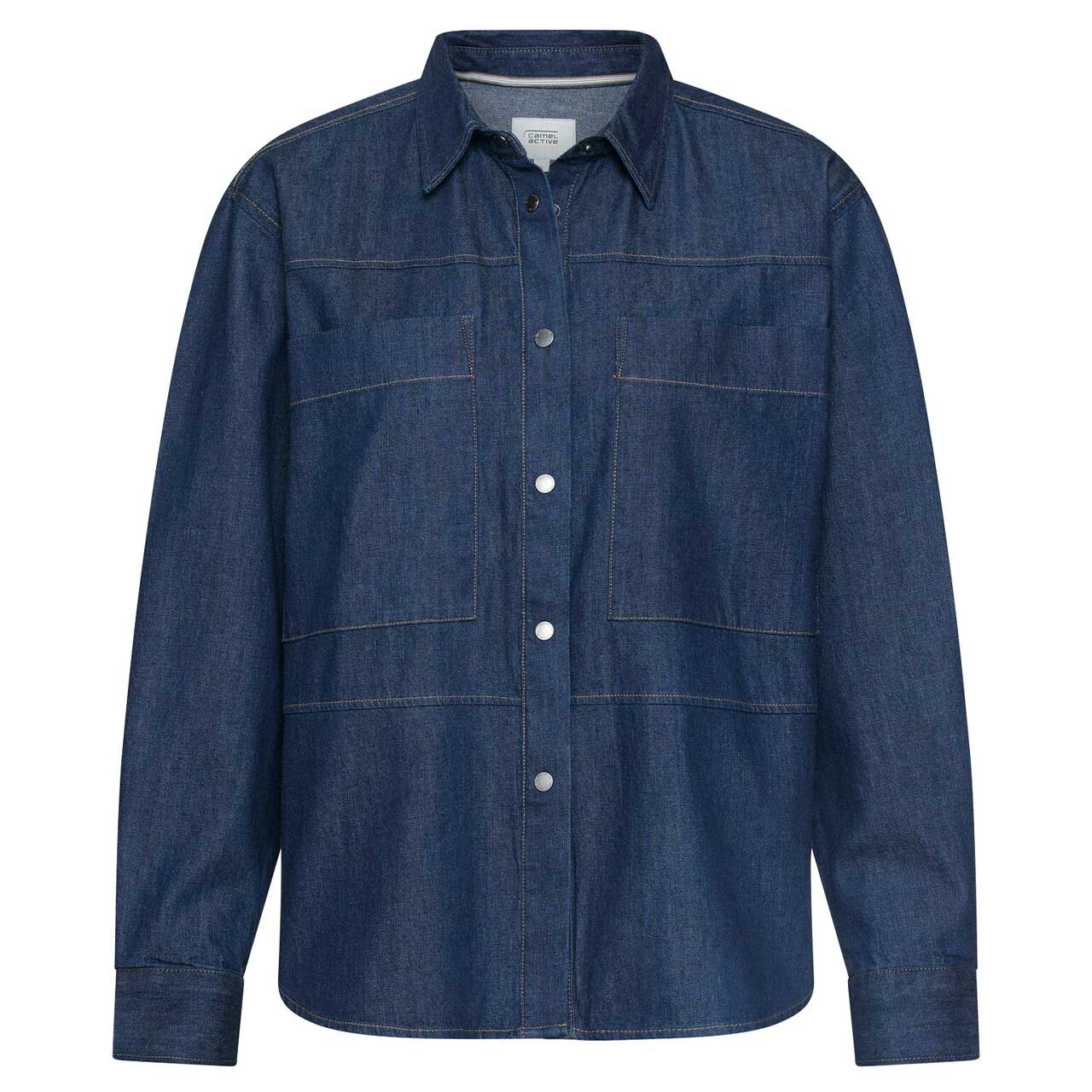 Camel active Damen Langarm Bluse indigo blue denim