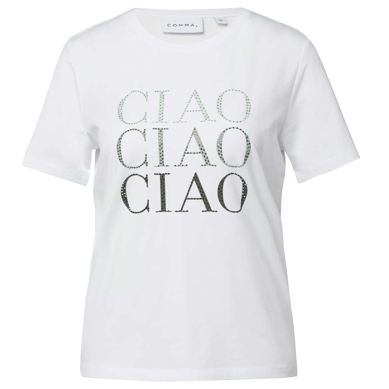 Comma Damen T-Shirt white placed artwork print