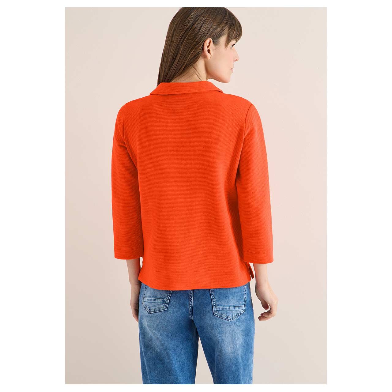 Damen 3/4 Arm Poloshirt Structured von Cecil in Orange-Rot , Rückansicht am Model