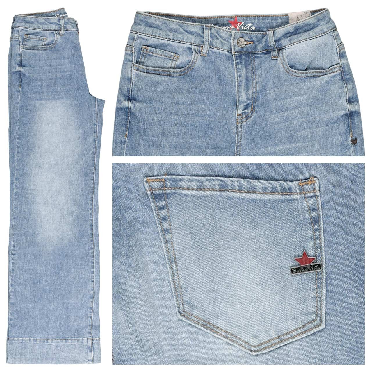 Buena Vista Wide Leg Stretch Denim Jeans light stone wash