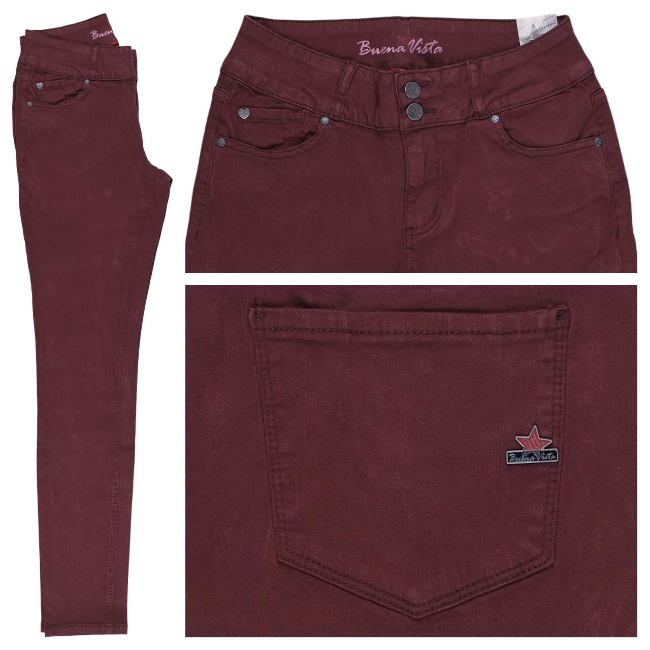 Buena Vista Tummyless Jacquard Twill Baumwollhose bordeaux