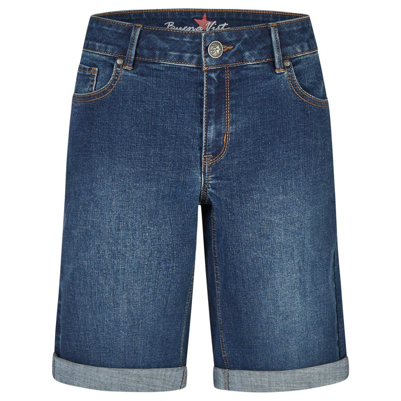 Damenjeans Italy-Short Stretch Denim von Buena Vista in Dunkelblau angewaschen, Vorderansicht