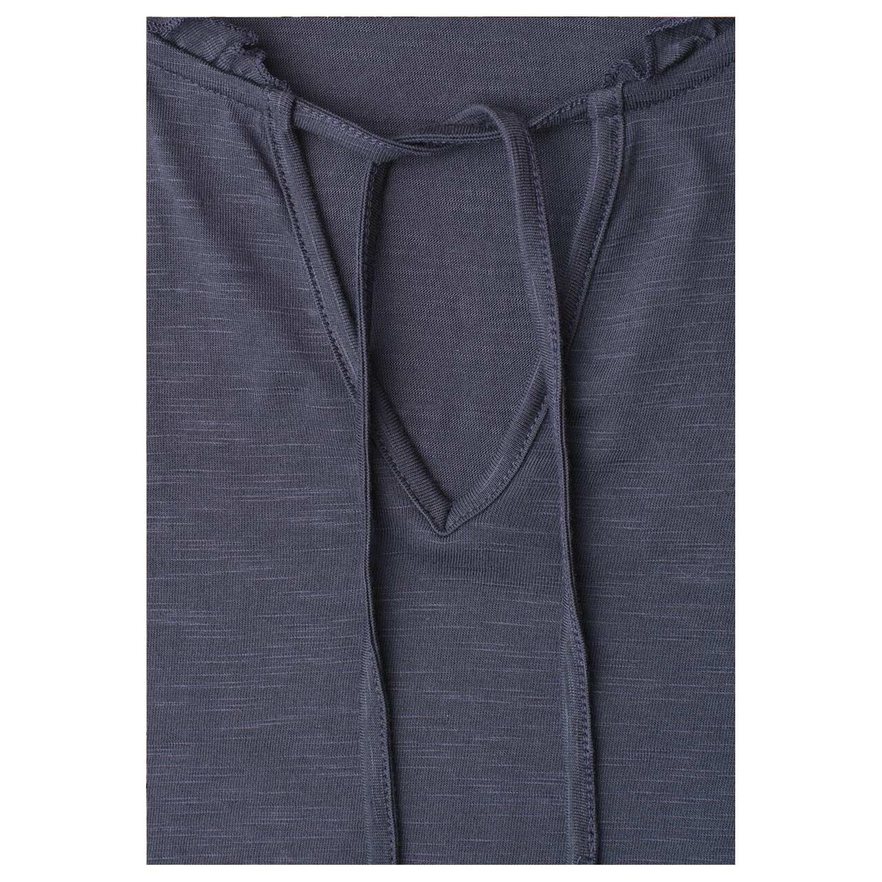 Street One Studio Damen T-Shirt Frill Neck maritime blue melange