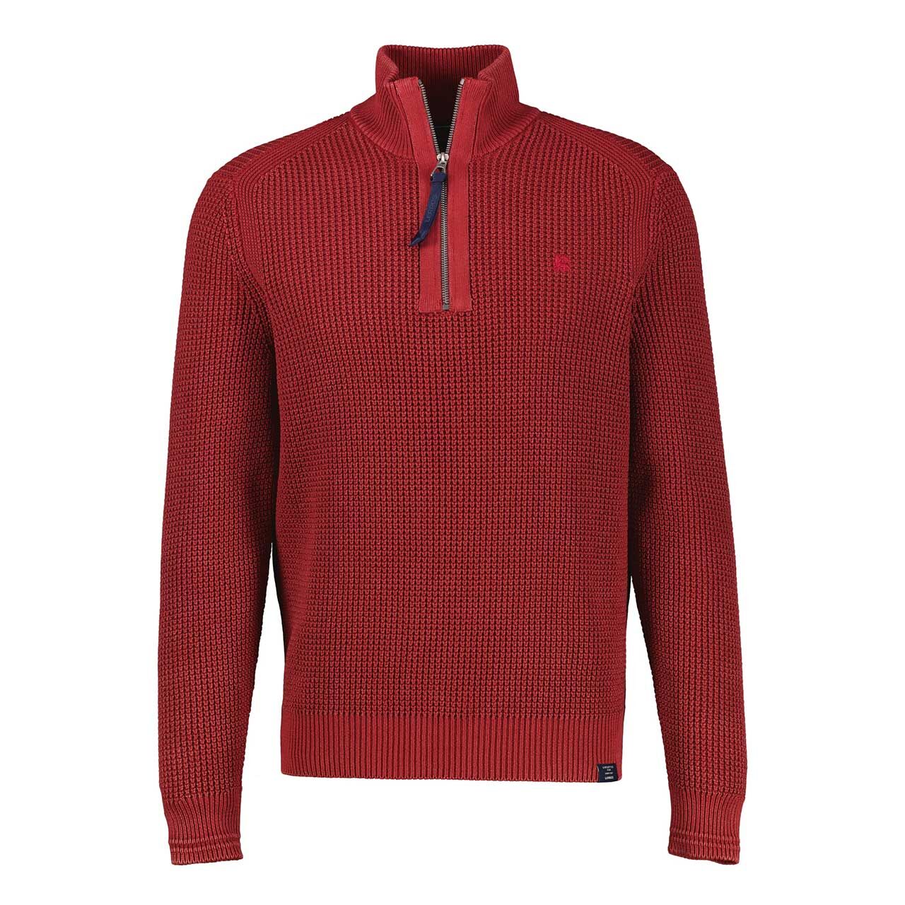 Lerros Herren Pullover Troyer maple red knit structured