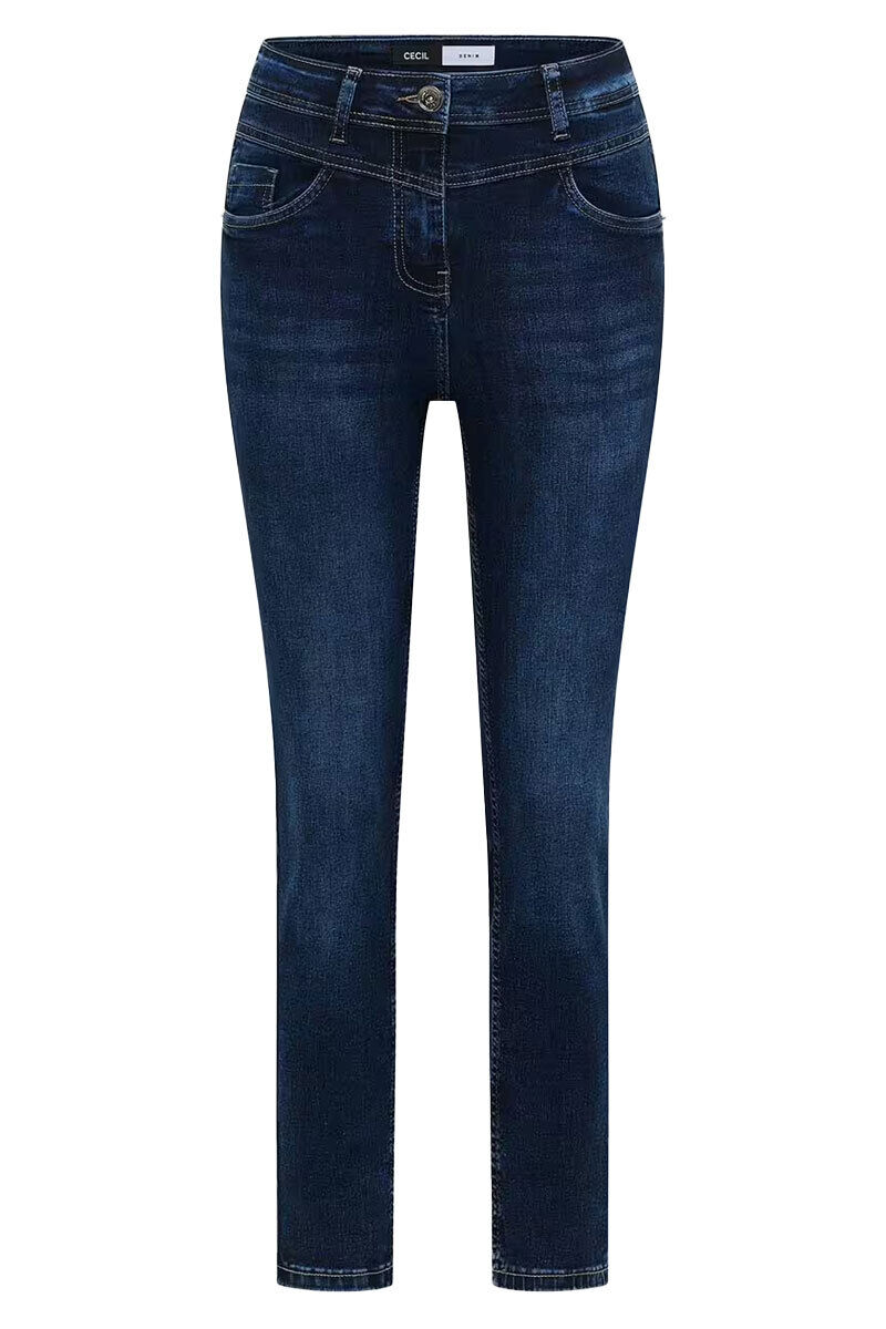 Vorderansicht der Cecil Toronto Damenjeans in Blau