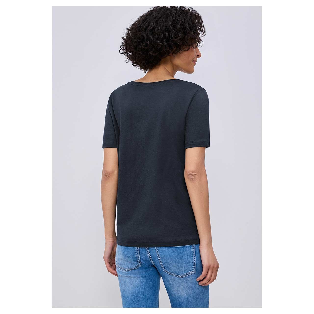 Damen T-Shirt Gerda von Street One in Dunkelblau, Rückansicht am Model