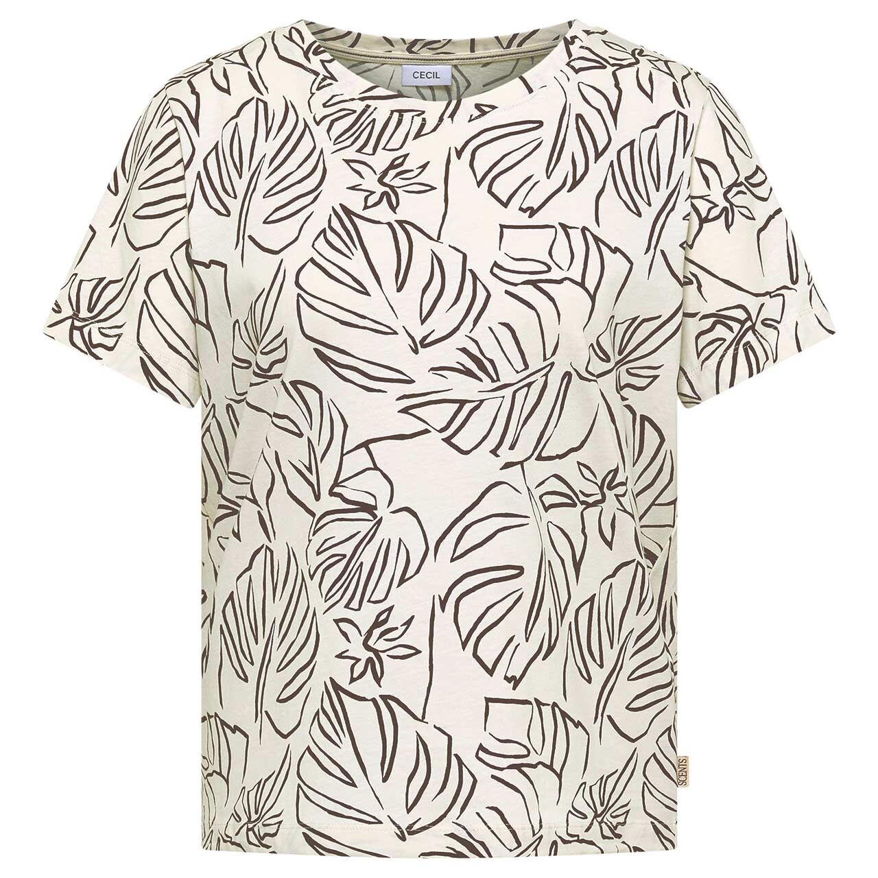 Cecil Damen T-Shirt Outline Basic light alabaster white