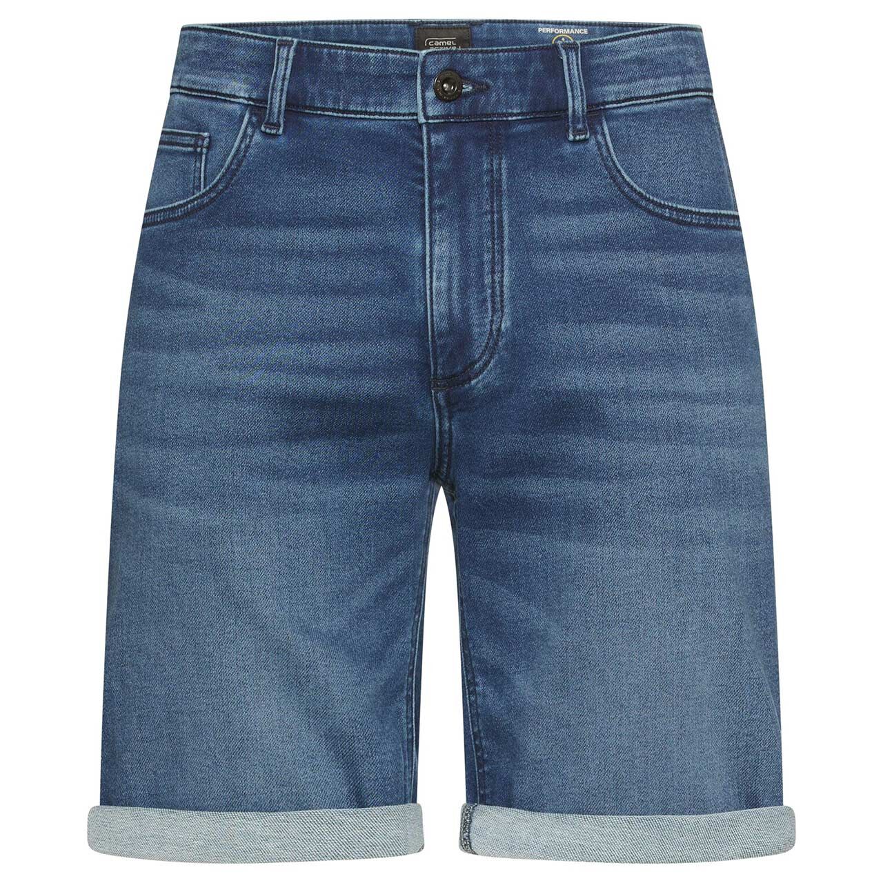 Stretch Herren Jeans Bermuda Houston fleXXX von Camel active in Dunkelblau angewaschen, Vorderansicht