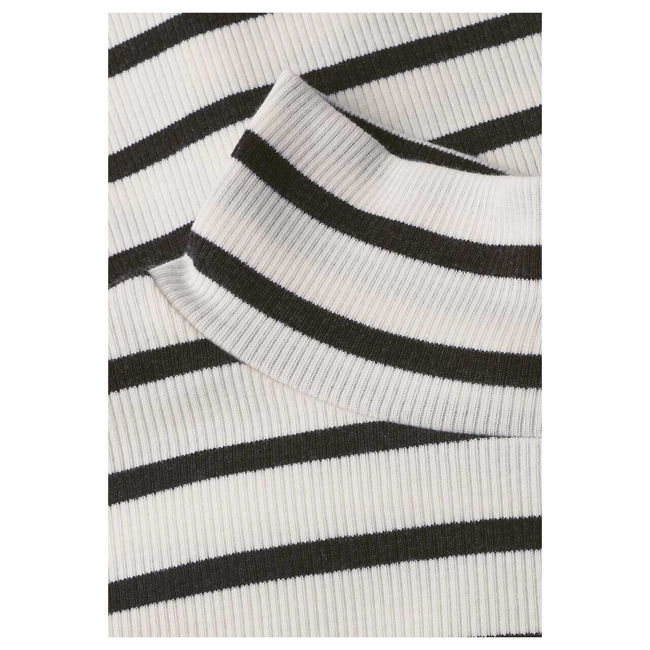 Street One Damen T-Shirt Rib Turtle Neck black coffee melange
