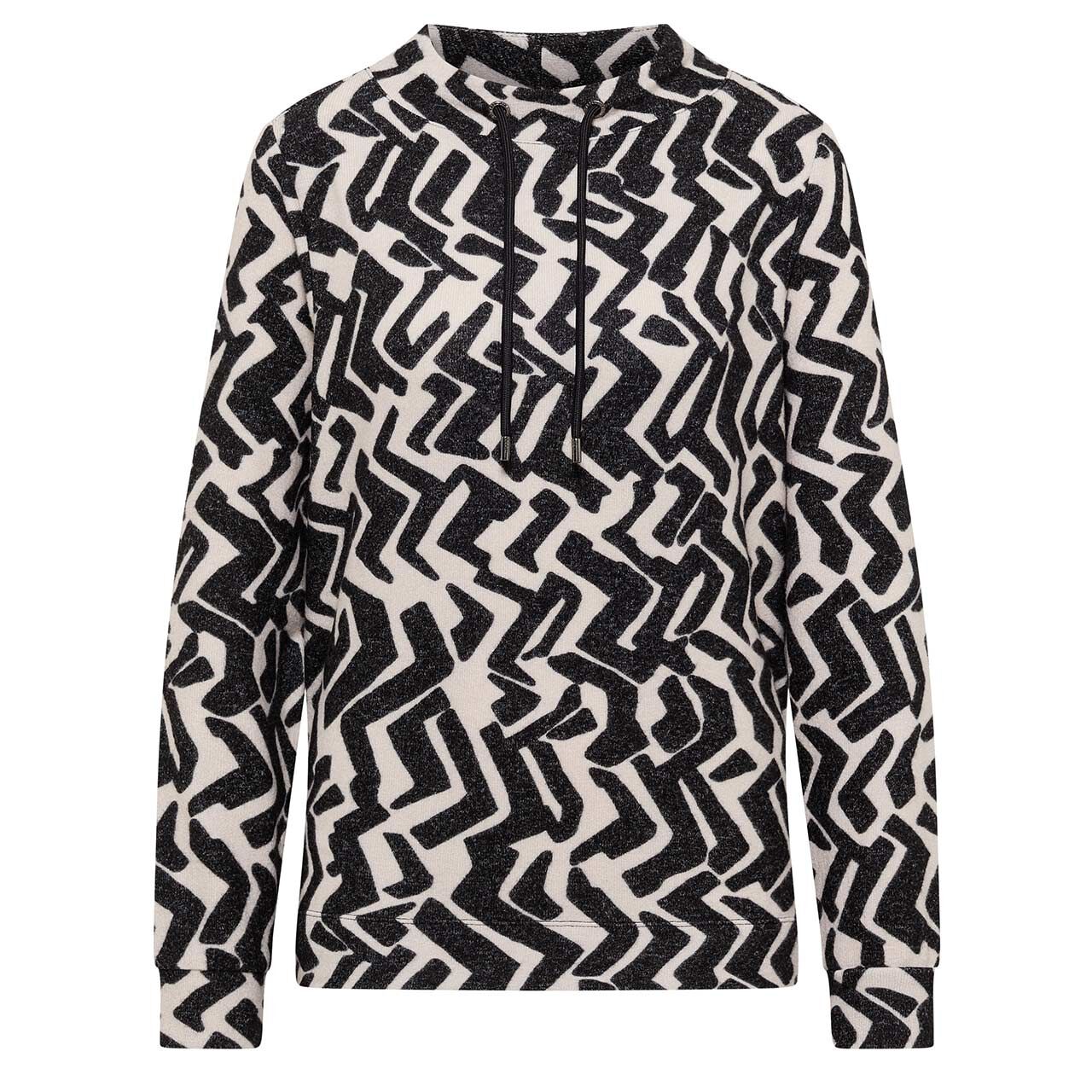 Cecil Damen Langarm Shirt Cosy Funnel Neck light greige melange