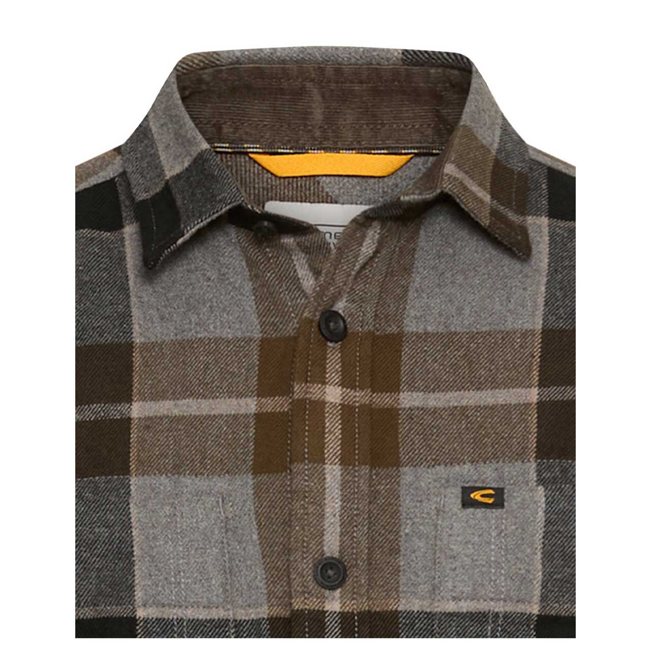 Herren Langarm Hemd von Camel active in der Farbe Grau kariert, Detailansicht vorne