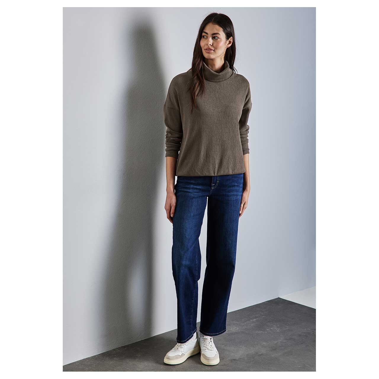 Street One Damen Pullover Fine Vertical Structure muddy brown