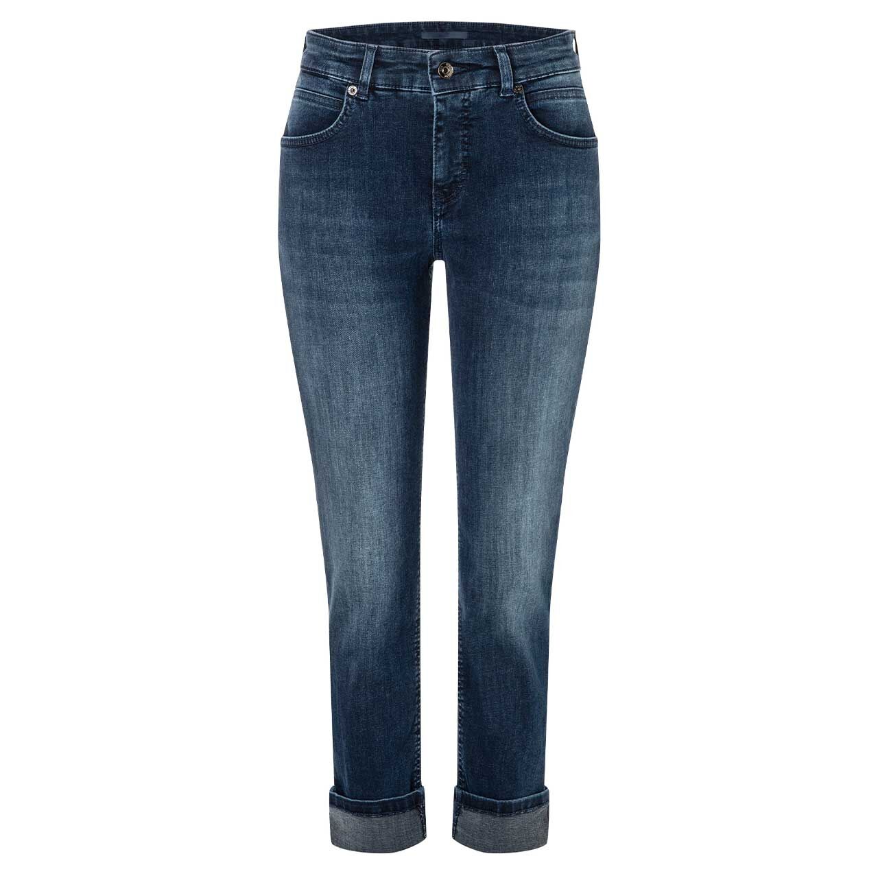 Stretch Damen Cropped Ankle Jeans Sue von MAC in Dunkelblau angewaschen, Vorderansicht