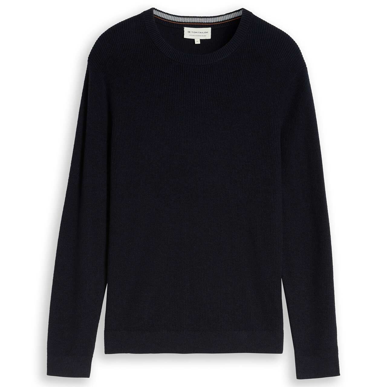 Tom Tailor Herren Pullover Cashmere Structured Crew Knit navy melange