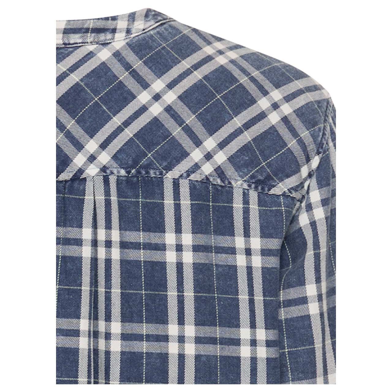 Damen Langarm Bluse von Camel active in Dunkelblau kariert, detaillierte Rückansicht