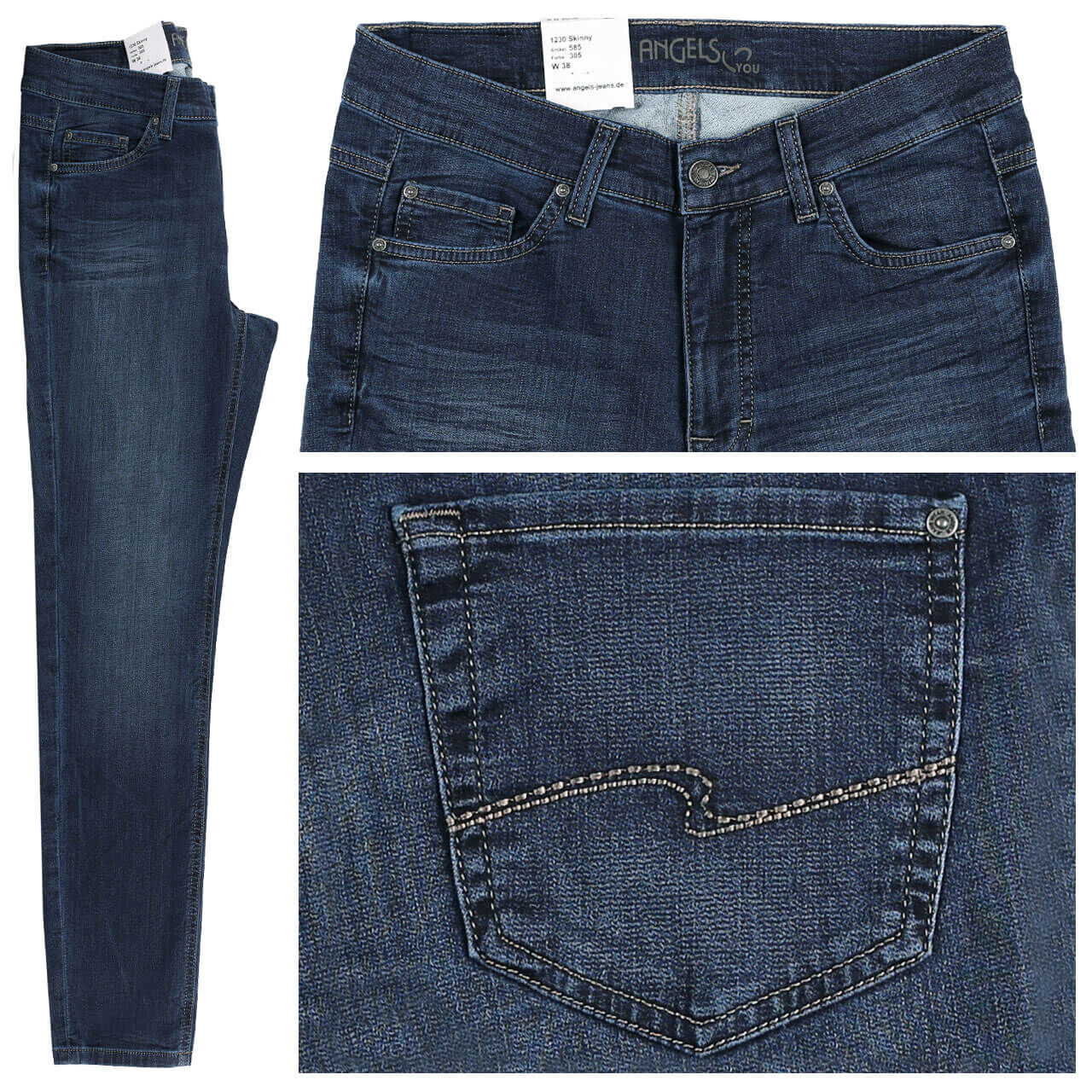 angels-jeans-skinny-darkused-305 Angels Jeans Skinny Sweat für Damen in Dunkelblau verwaschen, FarbNr.: 305