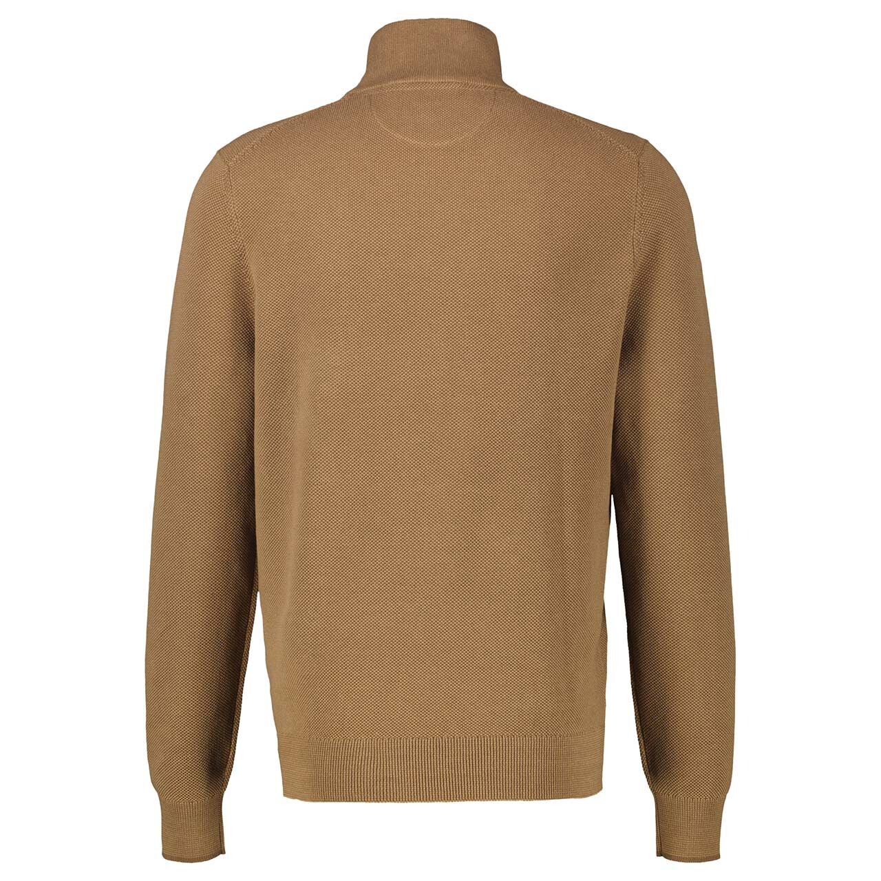 Herren Pullover Troyer von Lerros in Hellbraun, Rückansicht