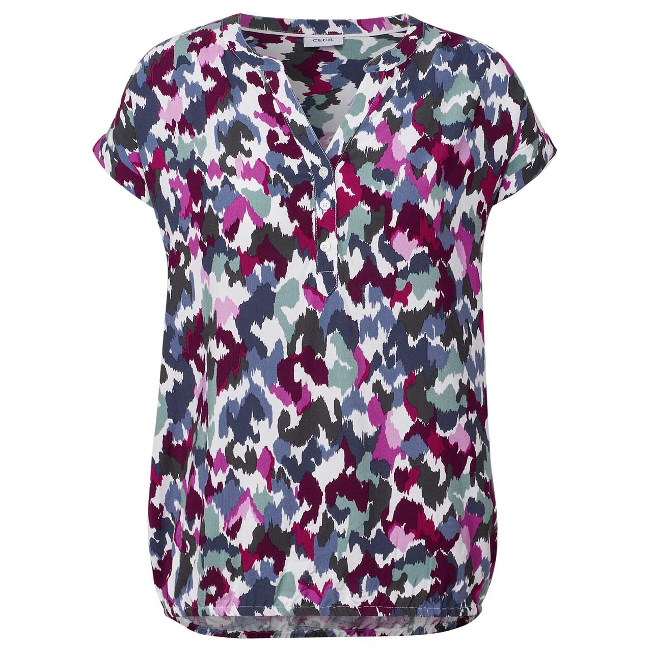 Cecil Damen Kurzarm Bluse Print vanilla white