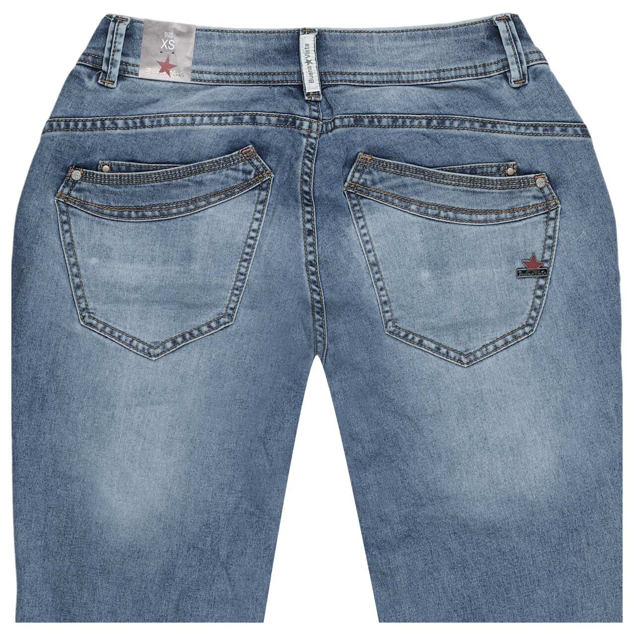 Damenjeans Malibu Stretch Denim von Buena Vista in Hellblau angewaschen, detaillierte Rückansicht