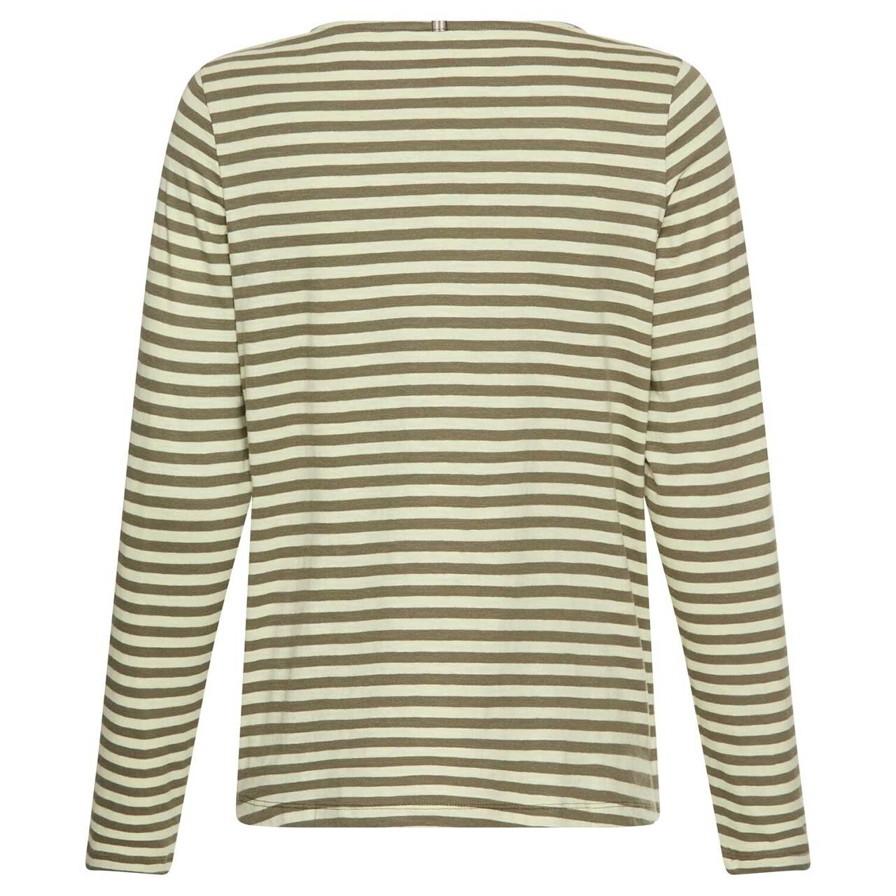 Damen Langarm Shirt von Camel active in Dunkelgrün gestreift, Rückansicht