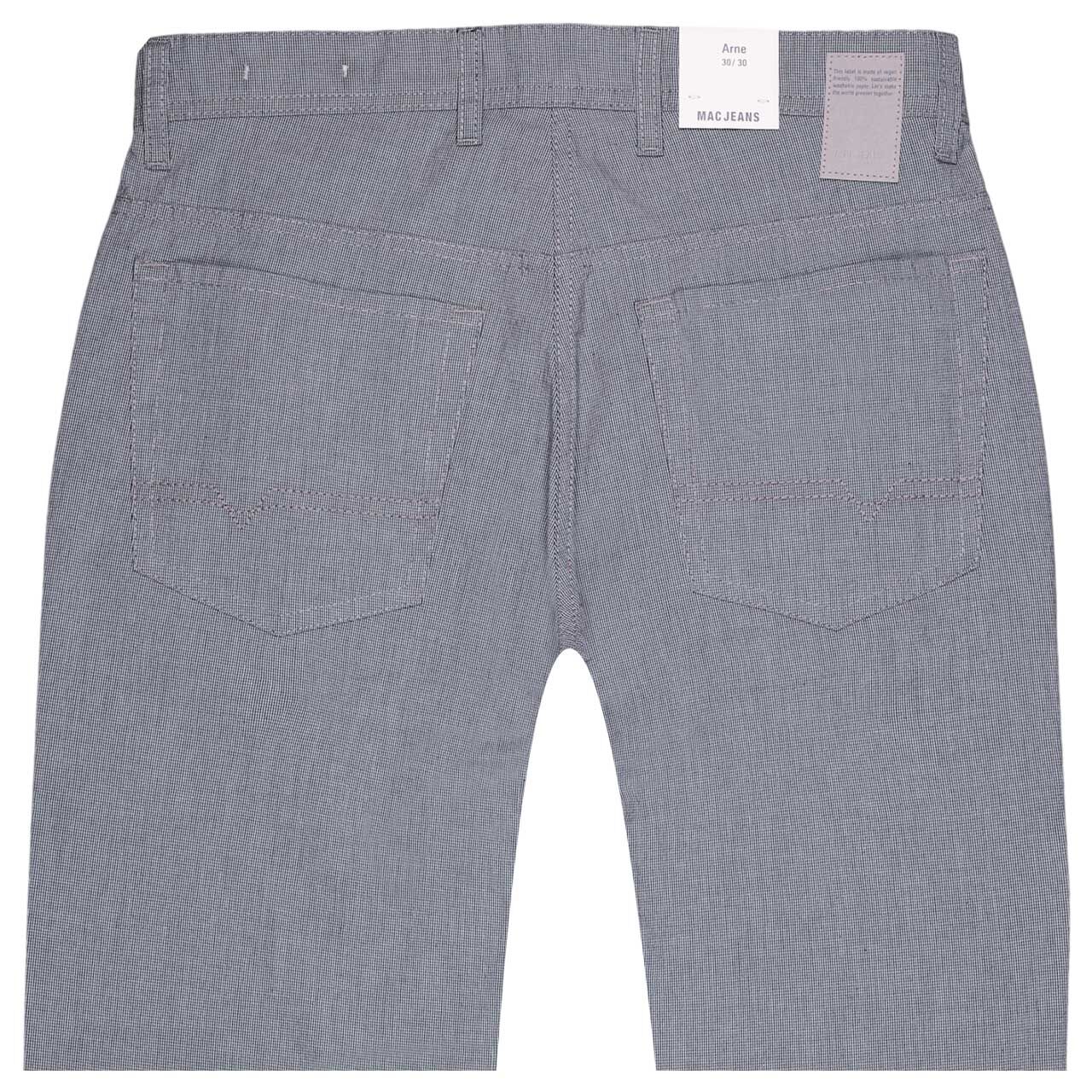 Stretch Herren Baumwollhose Arne von MAC in Grau, detaillierte Rückansicht