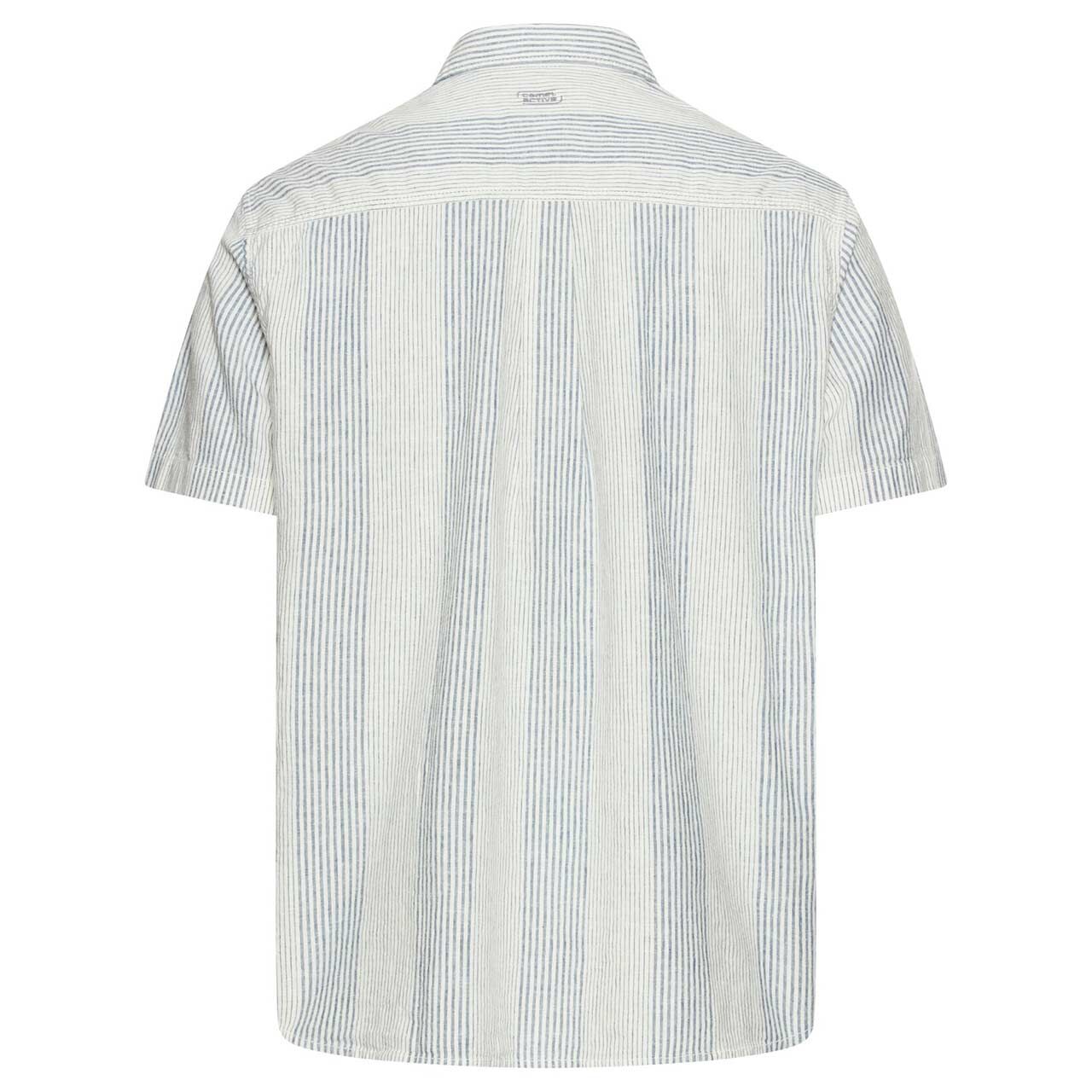 Herren Leinen 1/2 Arm Hemd von Camel active in Blau gestreift, Rückansicht