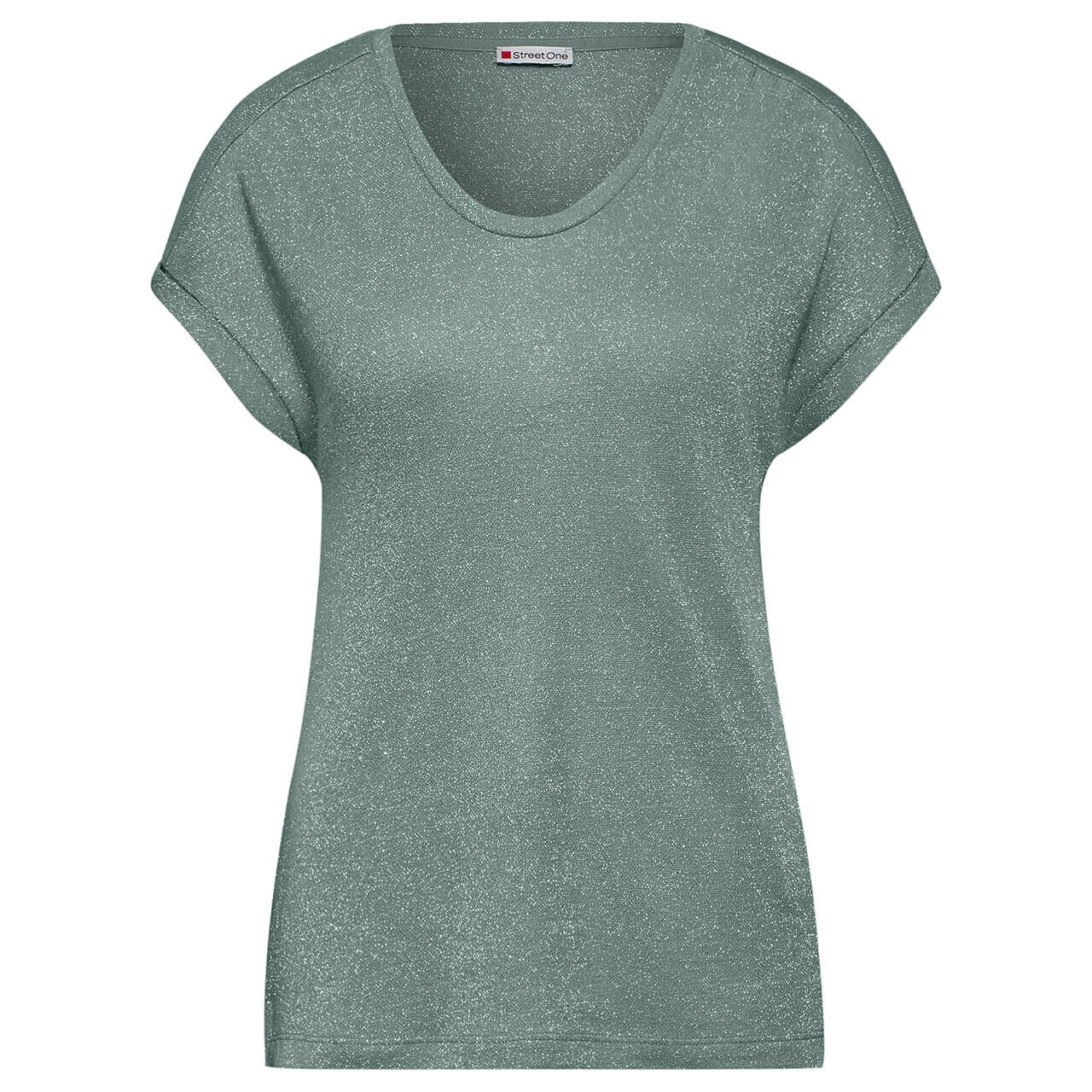 Street One Damen T-Shirt Rounded V-Neck shiny seafoam green 