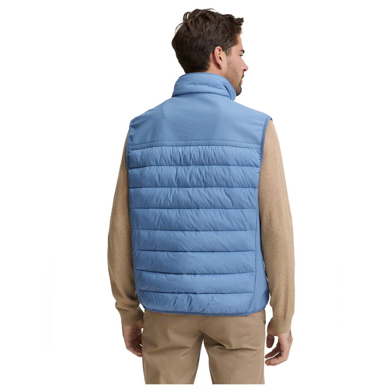 Herren Weste Hybrid Vest von Tom Tailor in Blau, Rückansicht am Model