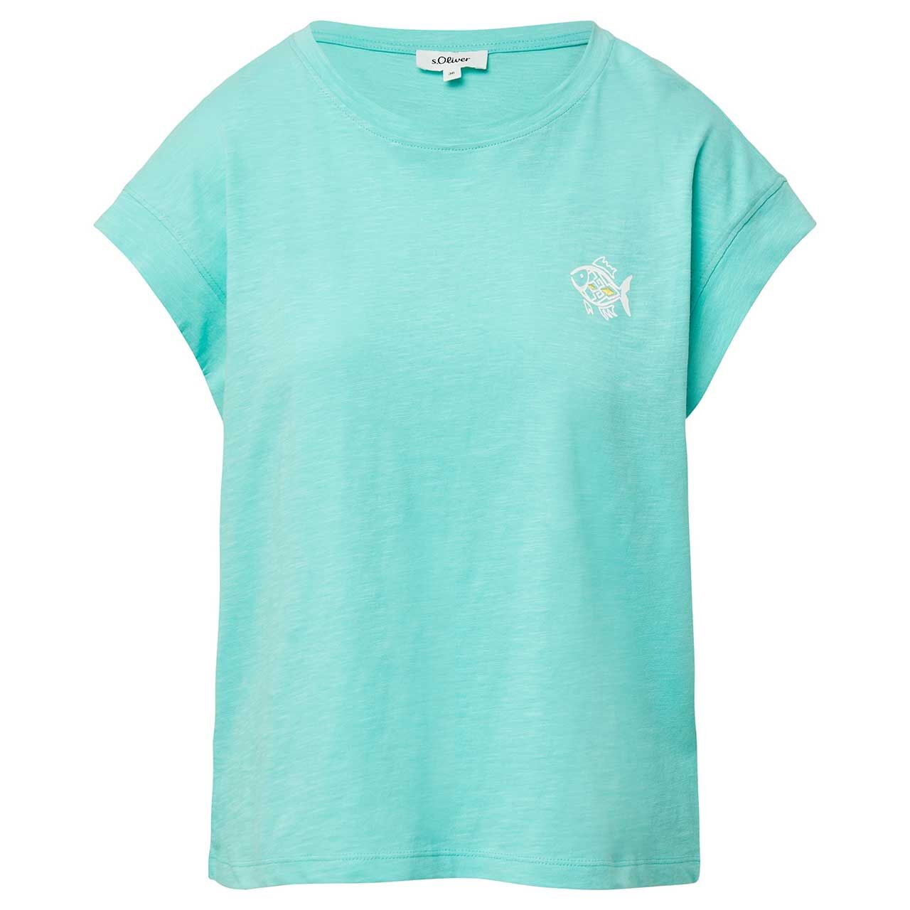 Vorderansicht des Damen T-Shirts von s.Oliver in Türkis mit Print mit der Farbnummer 60D3