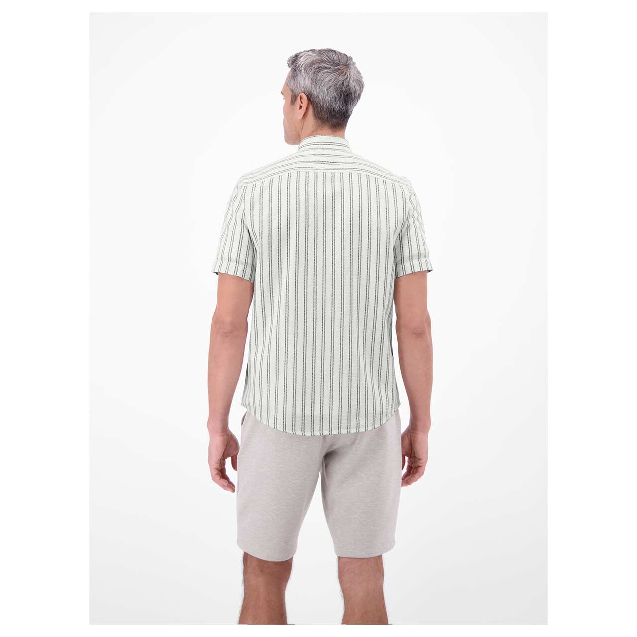 Herren 1/2 Arm Hemd von Lerros in Weiß gestreift, Rückansicht Model